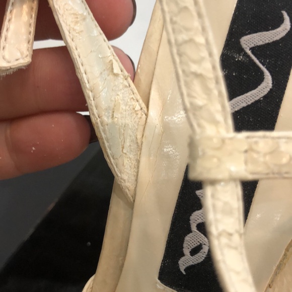 Nina Tambour -SX Bone Snake skin heels cream color pointed toe women's size 8 - Picture 4 of 7